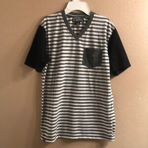 Black and Gray Striped Boyś  Shirt Size 18